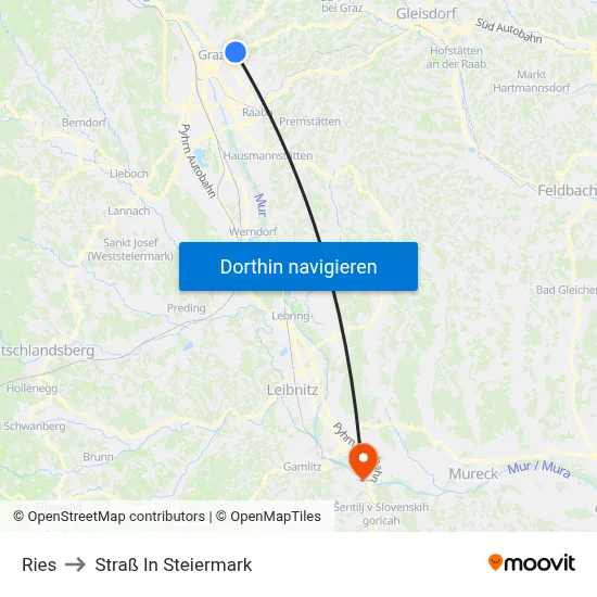 Ries to Straß In Steiermark map