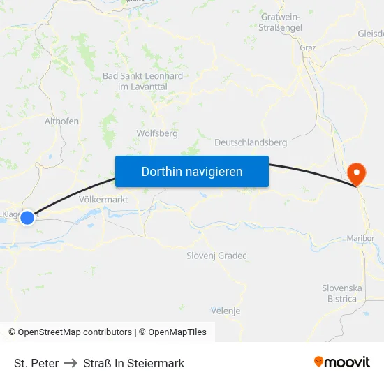St. Peter to Straß In Steiermark map