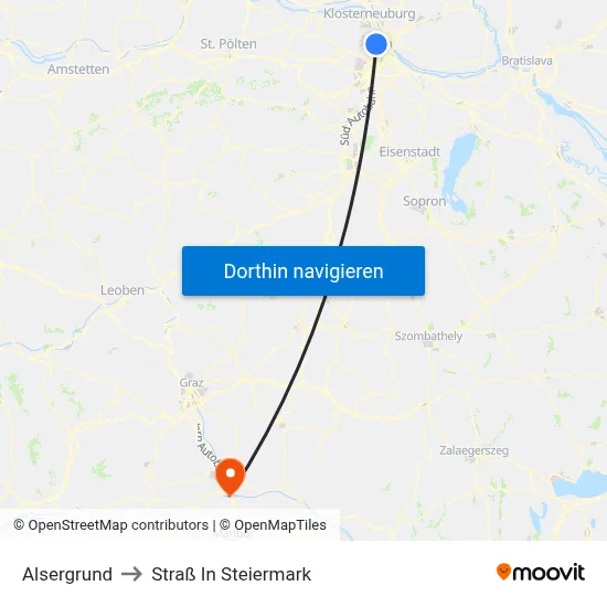 Alsergrund to Straß In Steiermark map