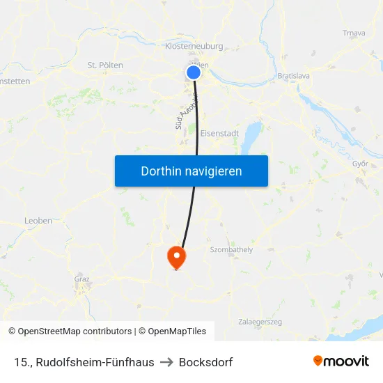 15., Rudolfsheim-Fünfhaus to Bocksdorf map