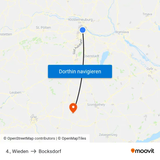 4., Wieden to Bocksdorf map
