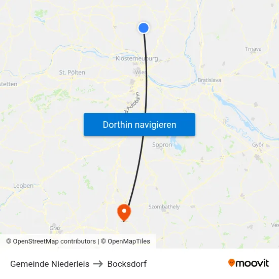 Gemeinde Niederleis to Bocksdorf map