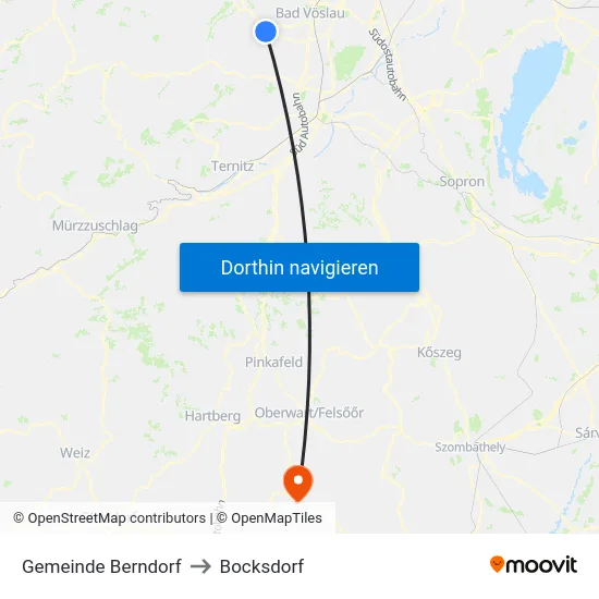 Gemeinde Berndorf to Bocksdorf map