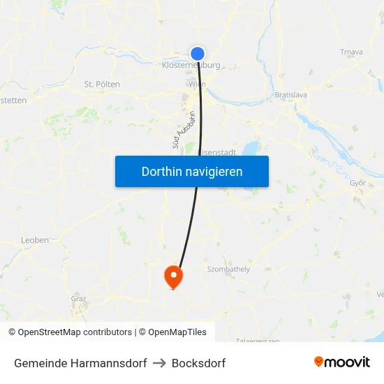Gemeinde Harmannsdorf to Bocksdorf map