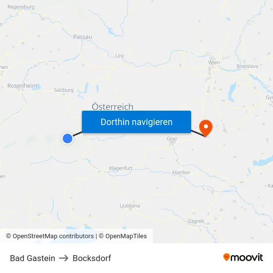 Bad Gastein to Bocksdorf map