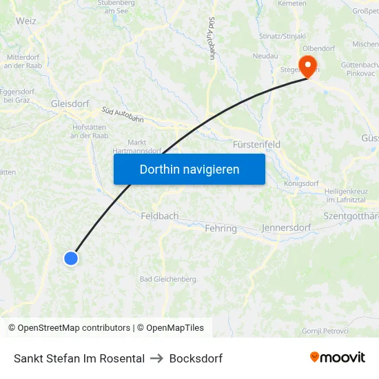Sankt Stefan Im Rosental to Bocksdorf map