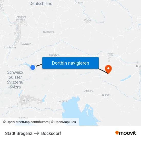 Stadt Bregenz to Bocksdorf map