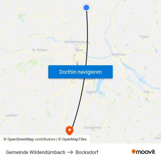 Gemeinde Wildendürnbach to Bocksdorf map