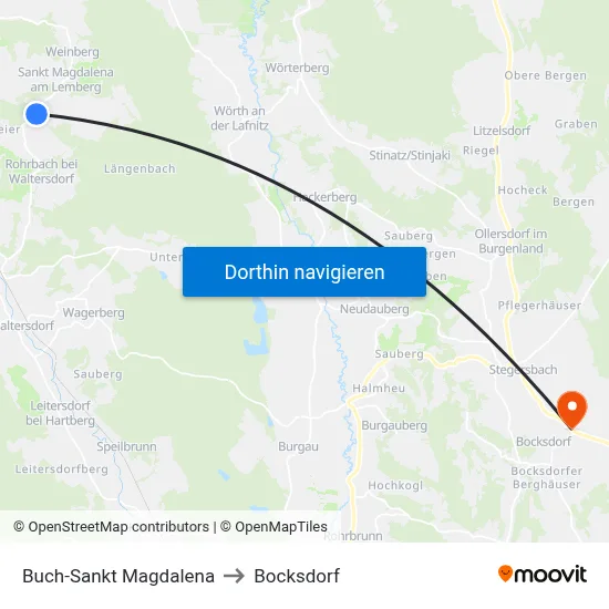 Buch-Sankt Magdalena to Bocksdorf map