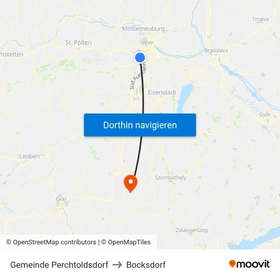Gemeinde Perchtoldsdorf to Bocksdorf map