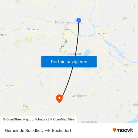 Gemeinde Bockfließ to Bocksdorf map