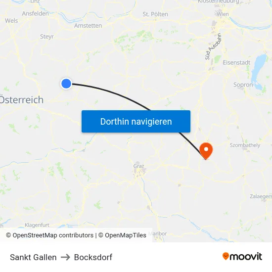 Sankt Gallen to Bocksdorf map
