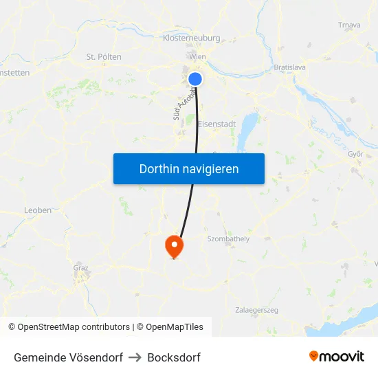 Gemeinde Vösendorf to Bocksdorf map
