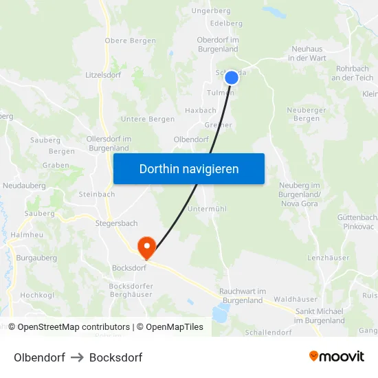 Olbendorf to Bocksdorf map