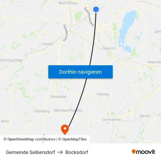 Gemeinde Seibersdorf to Bocksdorf map