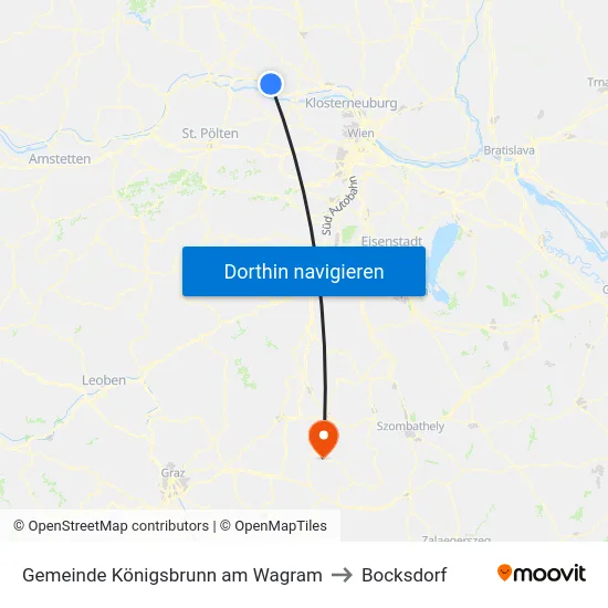 Gemeinde Königsbrunn am Wagram to Bocksdorf map