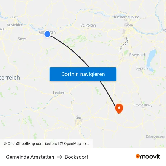 Gemeinde Amstetten to Bocksdorf map