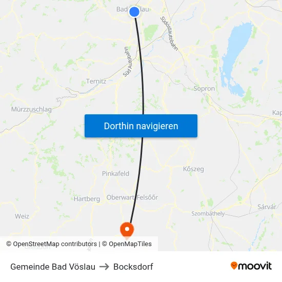 Gemeinde Bad Vöslau to Bocksdorf map