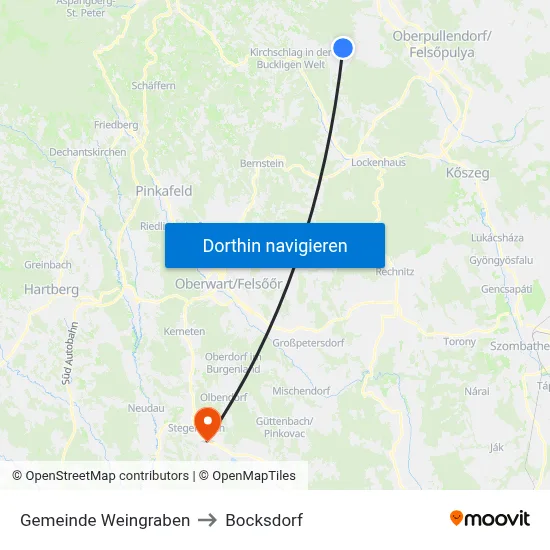 Gemeinde Weingraben to Bocksdorf map