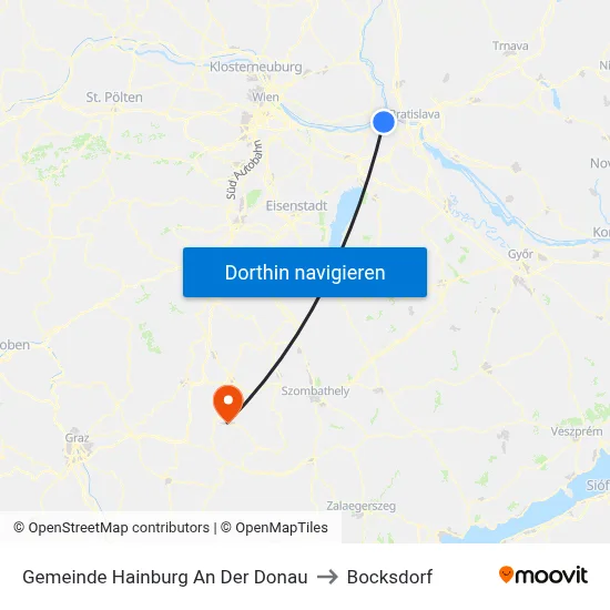 Gemeinde Hainburg An Der Donau to Bocksdorf map