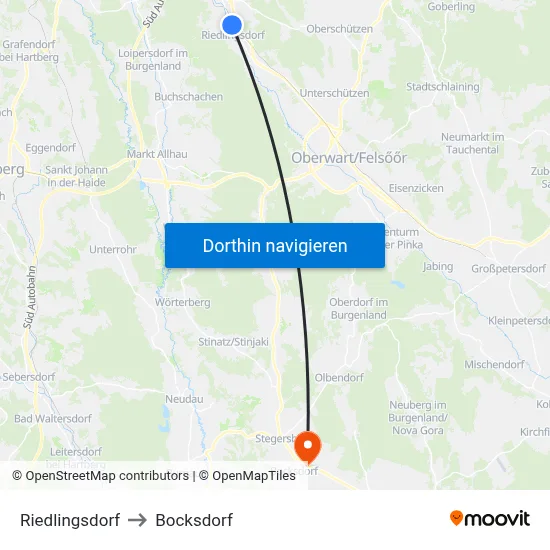Riedlingsdorf to Bocksdorf map