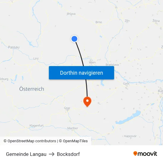 Gemeinde Langau to Bocksdorf map
