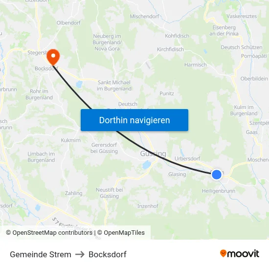 Gemeinde Strem to Bocksdorf map
