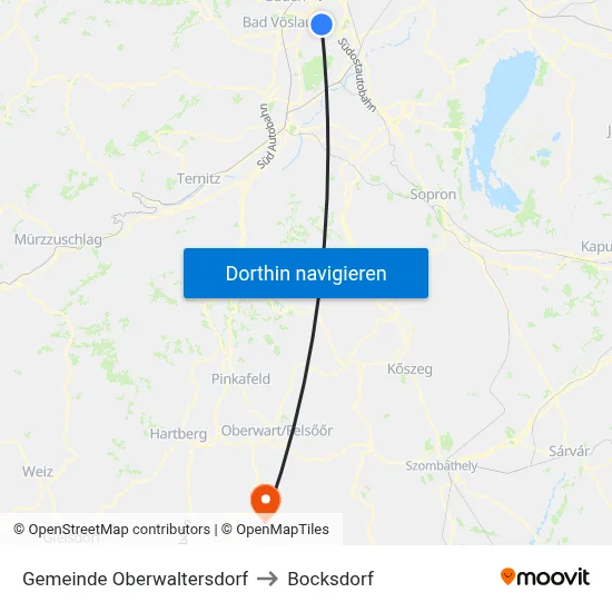Gemeinde Oberwaltersdorf to Bocksdorf map