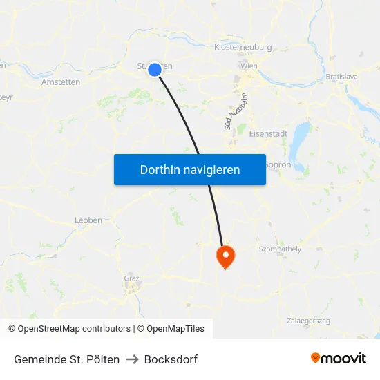 Gemeinde St. Pölten to Bocksdorf map