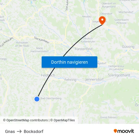 Gnas to Bocksdorf map