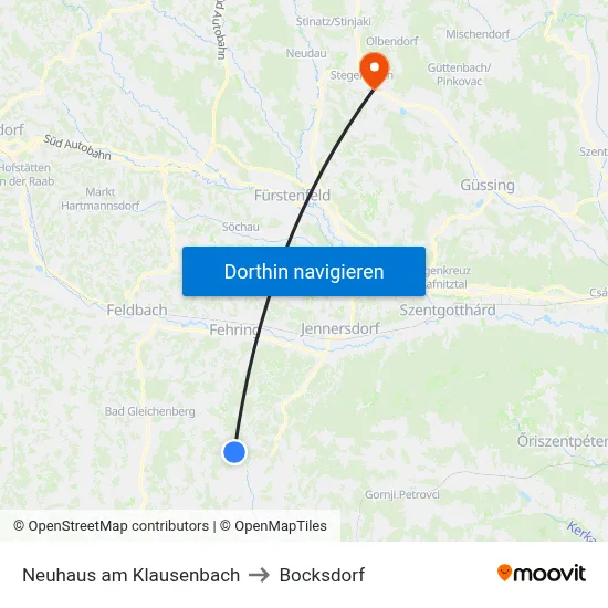 Neuhaus am Klausenbach to Bocksdorf map