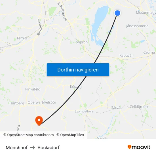 Mönchhof to Bocksdorf map