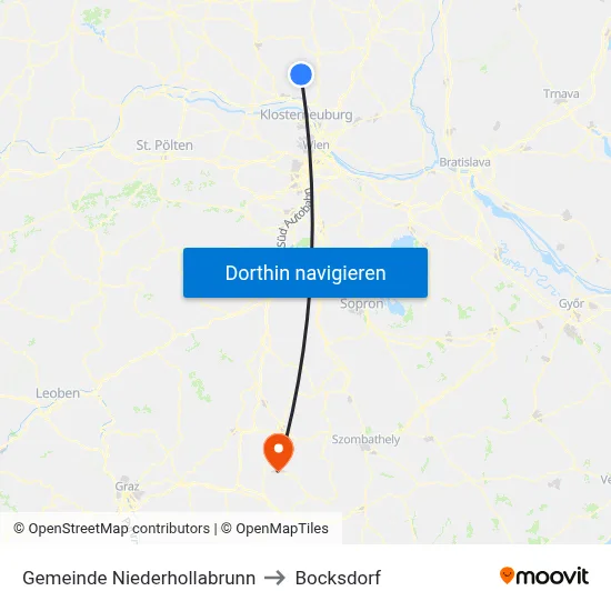 Gemeinde Niederhollabrunn to Bocksdorf map