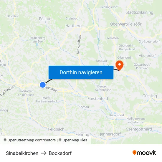 Sinabelkirchen to Bocksdorf map