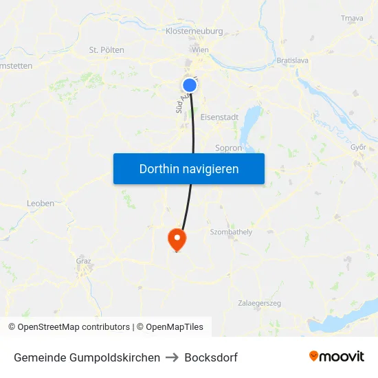 Gemeinde Gumpoldskirchen to Bocksdorf map