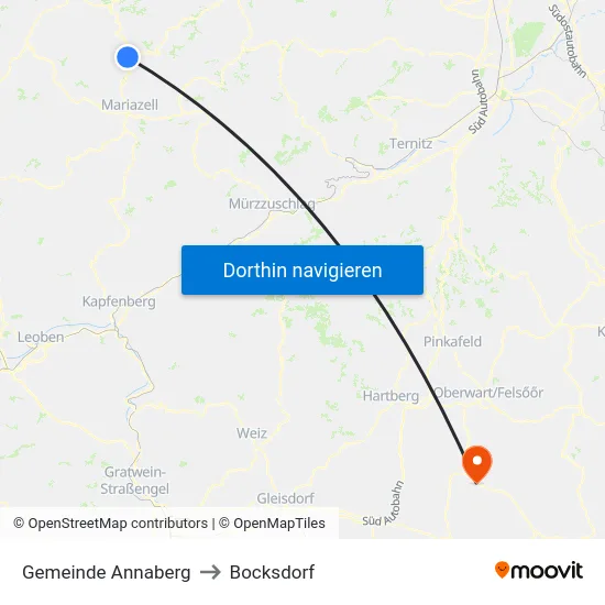 Gemeinde Annaberg to Bocksdorf map