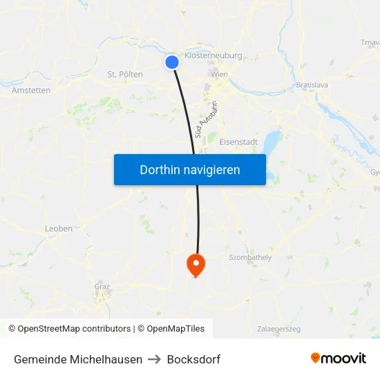 Gemeinde Michelhausen to Bocksdorf map
