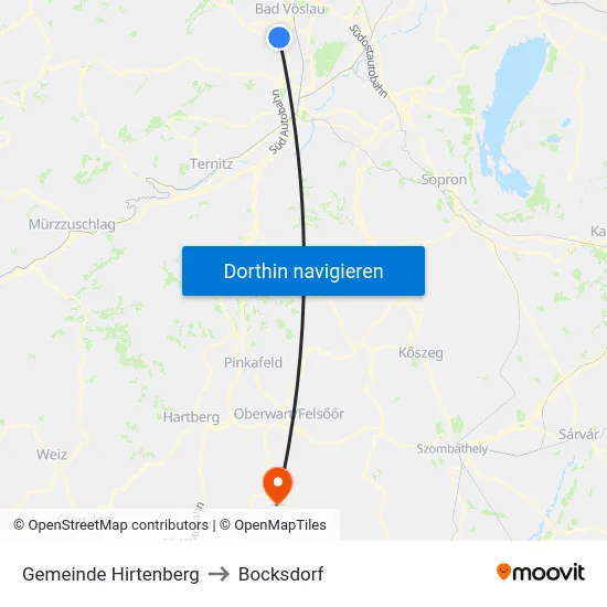 Gemeinde Hirtenberg to Bocksdorf map
