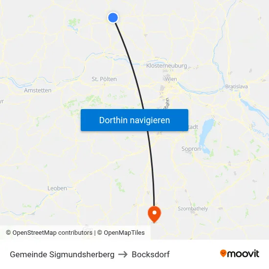 Gemeinde Sigmundsherberg to Bocksdorf map