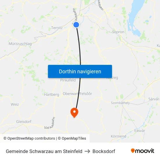 Gemeinde Schwarzau am Steinfeld to Bocksdorf map