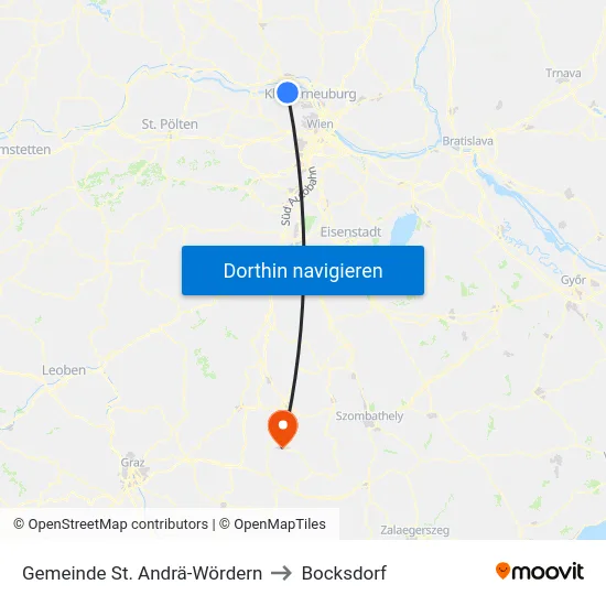 Gemeinde St. Andrä-Wördern to Bocksdorf map