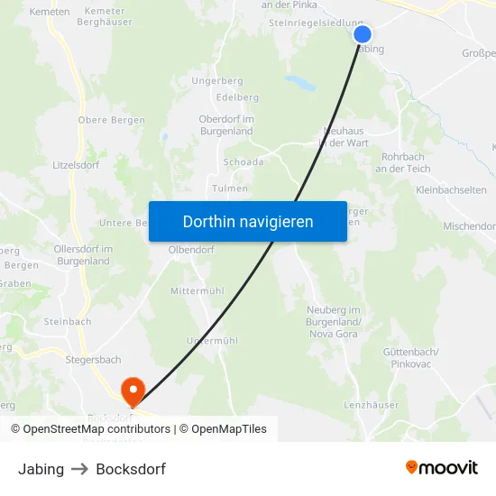 Jabing to Bocksdorf map