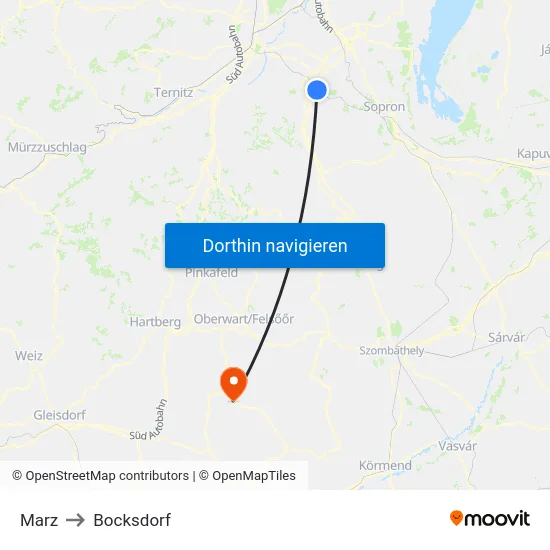 Marz to Bocksdorf map