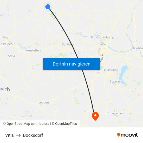 Vitis to Bocksdorf map