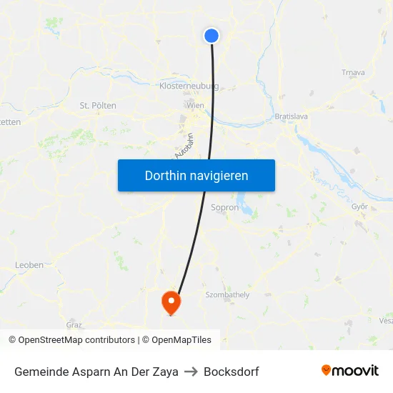Gemeinde Asparn An Der Zaya to Bocksdorf map