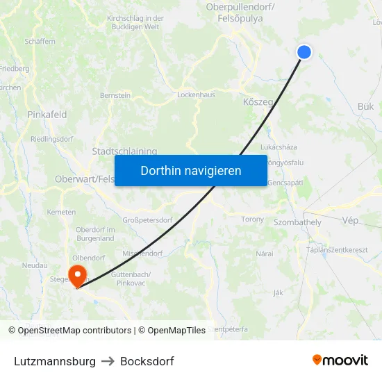 Lutzmannsburg to Bocksdorf map