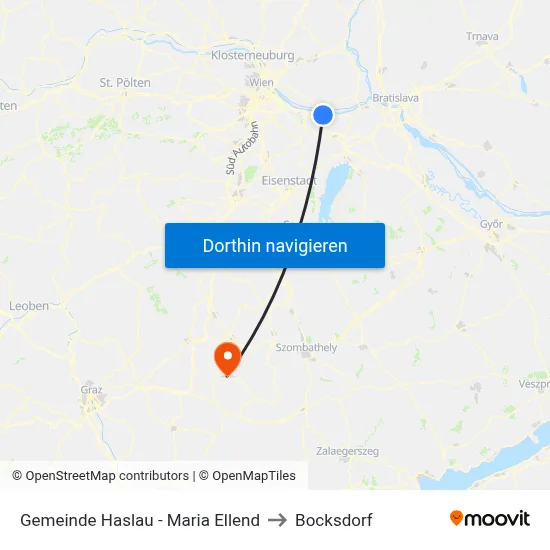 Gemeinde Haslau - Maria Ellend to Bocksdorf map