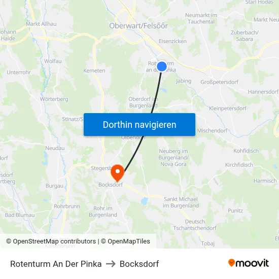 Rotenturm An Der Pinka to Bocksdorf map