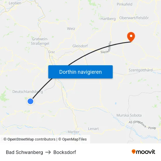 Bad Schwanberg to Bocksdorf map