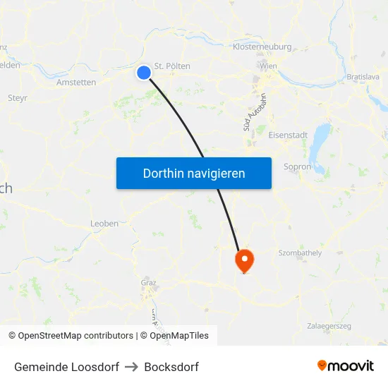 Gemeinde Loosdorf to Bocksdorf map